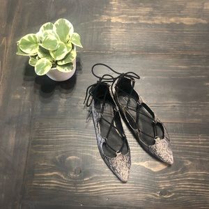 ✨TopShop Pointed Toe Lace Up Flats sz 8